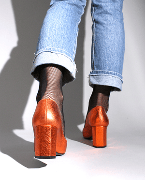 ESCARPIN LOLA EN CUIR MÉTALLISÉ ORANGE